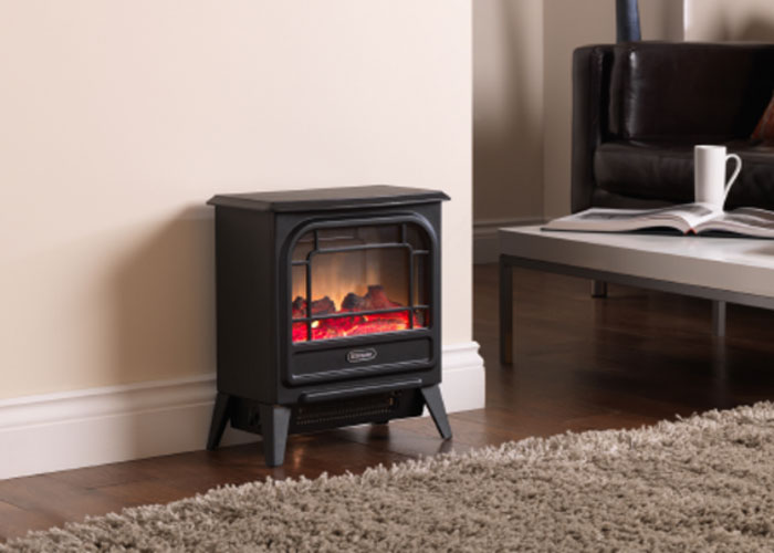 A black Dimplex Microstove